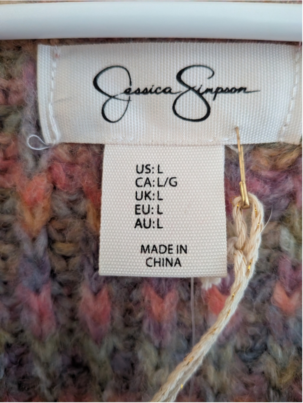 Jessica Simpson NWT Multicolor Cropped Cardigan Sweater Size L Chunky Knit Y2K - Picture 6 of 9